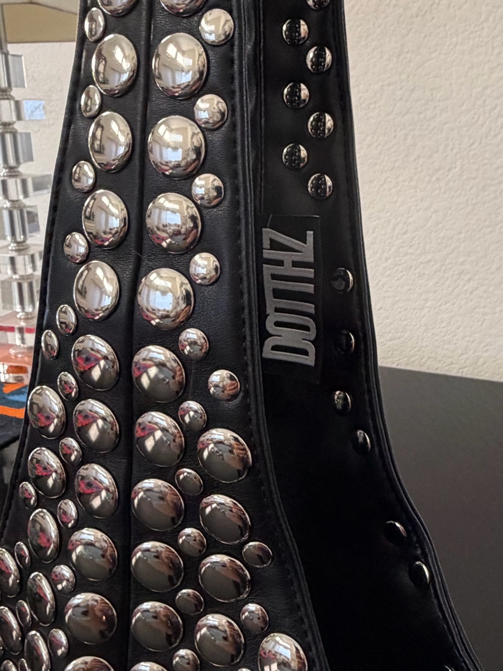 DOTTHZ the Izzy signature bag vegan black leather with silver studs
